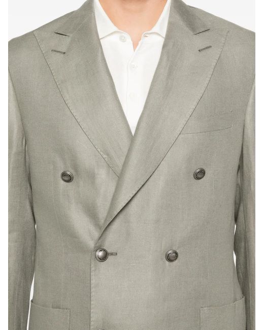 Corneliani Gray Academy Light Double-Breasted Patch-Pocket Jacket for men