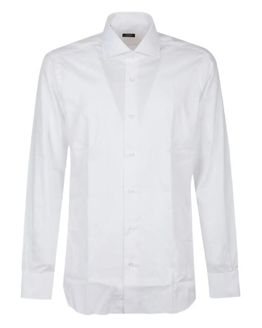 メンズ Barba Napoli ロングスリーブシャツ White