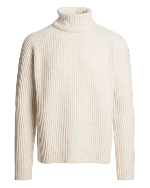 Parajumpers White Ribbed Turtleneck Sweater for men