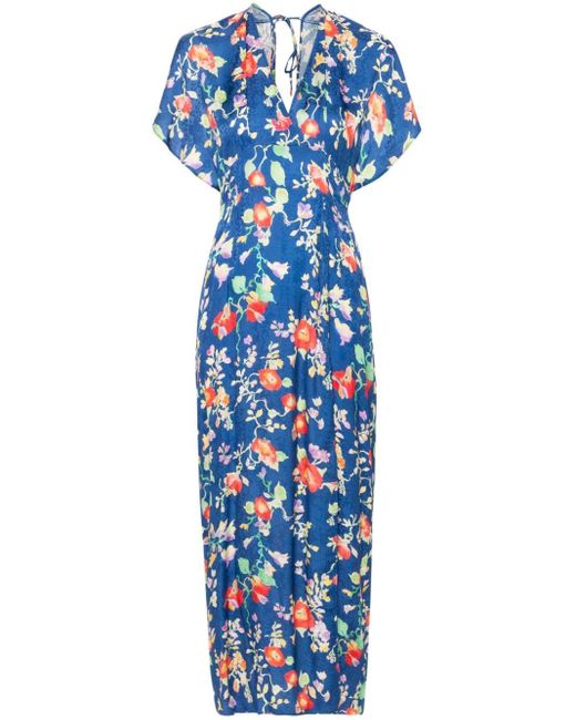 Rixo Blue Sadie Kleid mit Blumen-Print