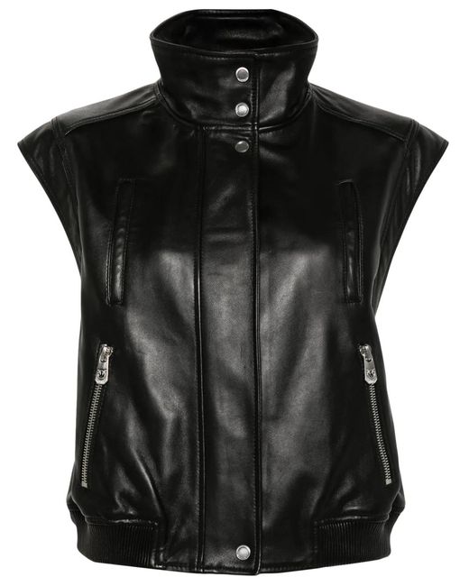 Pinko Black Leather Waistcoats