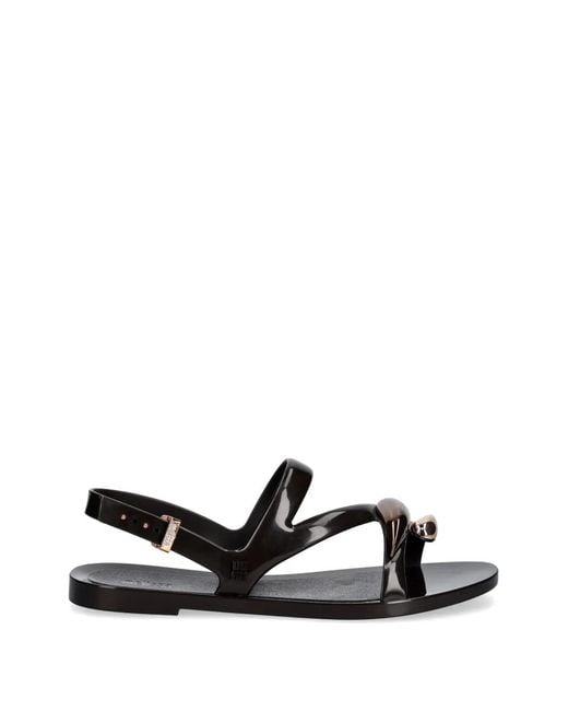 Melissa White Buckle-Fastening Metallic-Detail Sandals