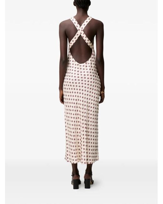 Claudie Pierlot White Printed Satin Midi Dress