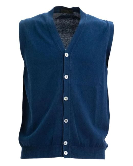 メンズ Zanone ボタン トップ Blue