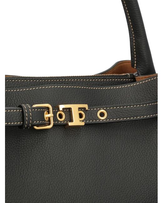 Tod's Black Buckle Top-Handle Tote Bag