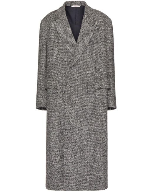 Valentino Garavani Gray Double-breasted Wool-cashmere Blend Tweed Coat for men