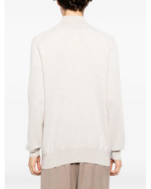 N.Peal Cashmere White Half-Button Sweater for men