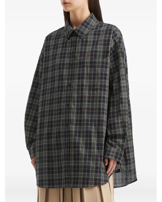 B+ AB Gray Checked-Pattern Cotton Shirt