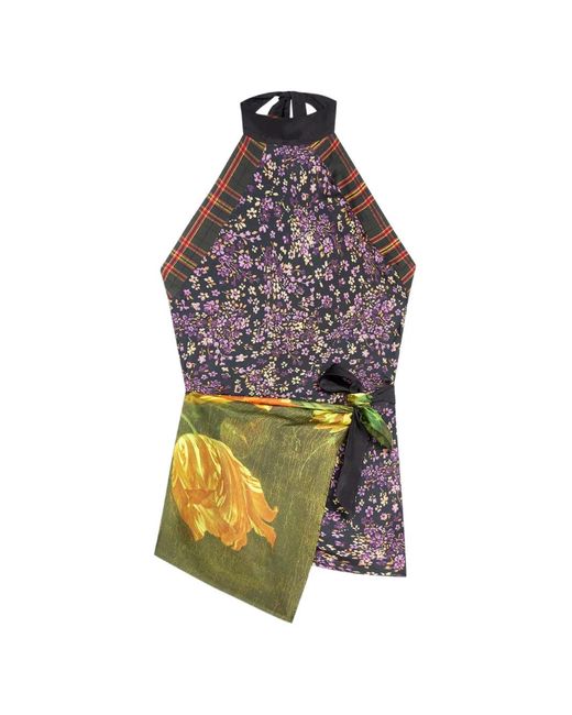 Dries Van Noten Black Silk Wrap Top