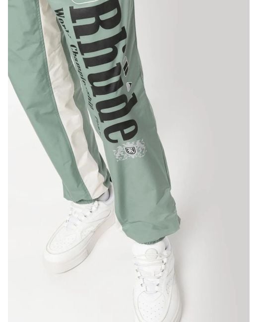 Rhude Green Senna Logo-Print Track Pants for men