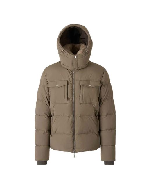 Moorer Brown Alarick-Kn Quilted Shearling-Trim Jacket for men