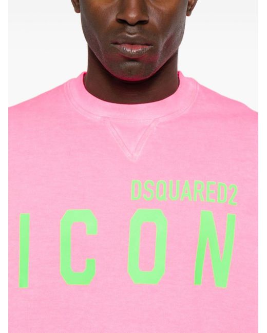DSquared² Pink Logo-print Cotton Sweatshirt for men