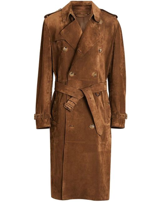 Burberry Brown Suede Trench Coat for men