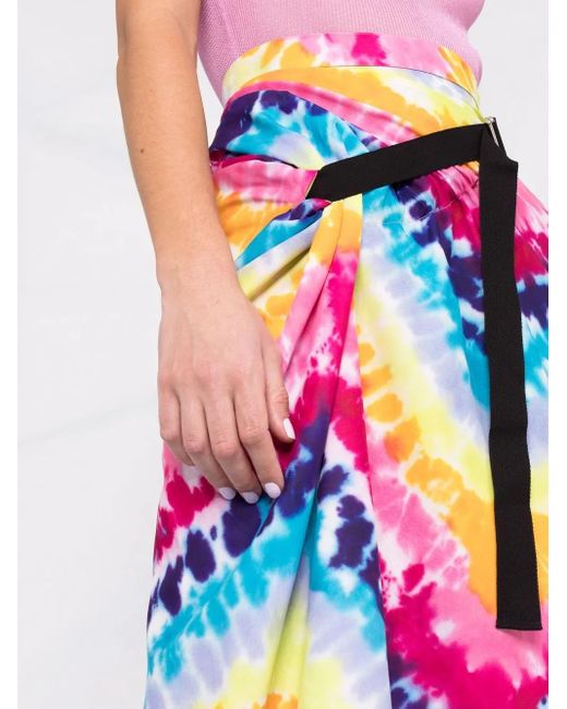 KENZO White Tie-Dye Wrap Midi Skirt