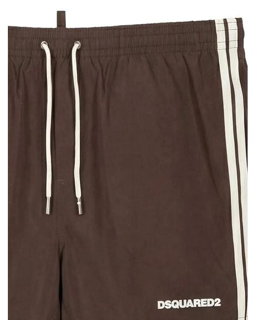 DSquared² Brown Logo Midi Swim Shorts for men