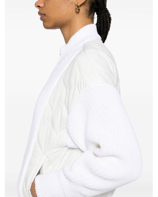 Moorer White Lorelei Knit-panels Jacket