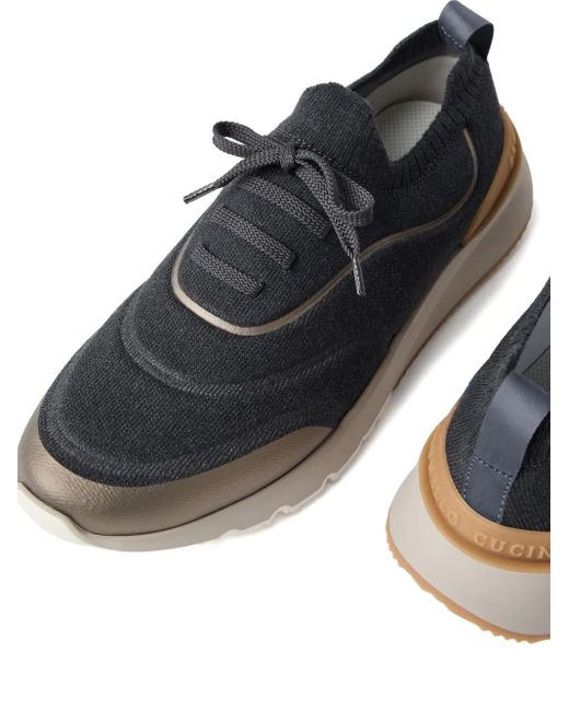 メンズ Brunello Cucinelli ニット スリッポンスニーカー Blue