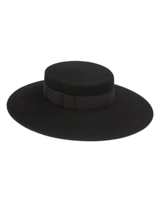 Nina Ricci Black Felted Wool Canotier Hat