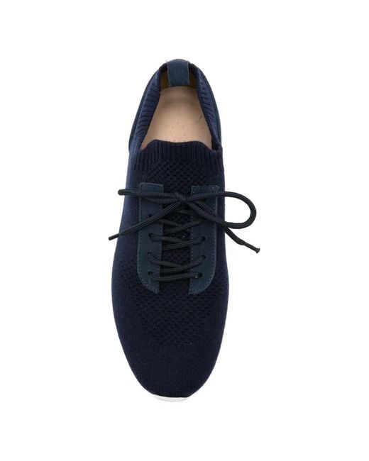 Eleventy Blue Lace-Up Panelled Sneakers for men