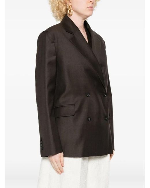 Loulou de Saison Brown Double-Breasted Notched-Lapels Jacket