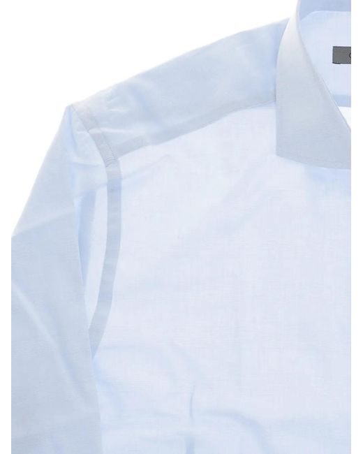 Corneliani Blue French-Collar Shirt for men