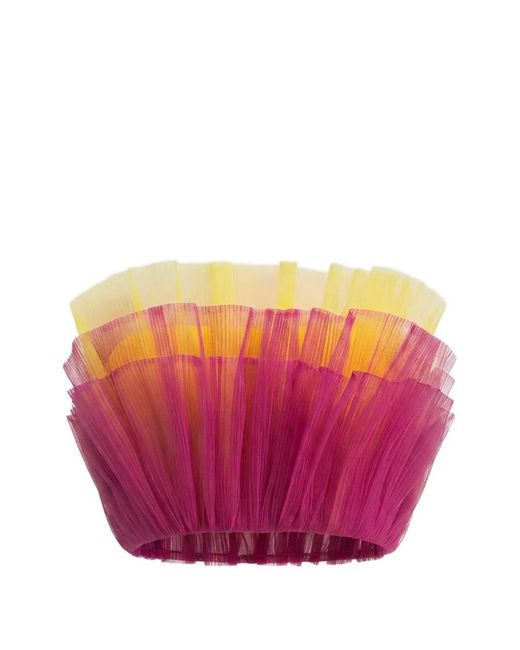 Gemy Maalouf Pink Ruffled Strapless Top