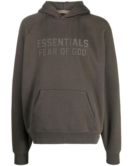 Fear Of God Gray Essentials Logo-Print Hoodie for men