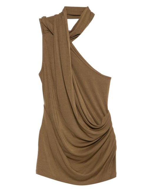 Entire studios Green Dalters Draped One-Shoulder Top