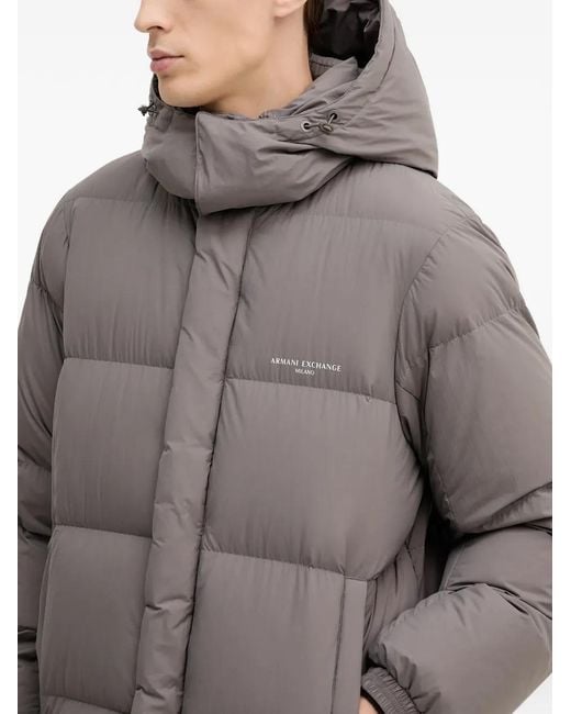 ARMANI EXCHANGE Gray Hooded Padded Coat for men