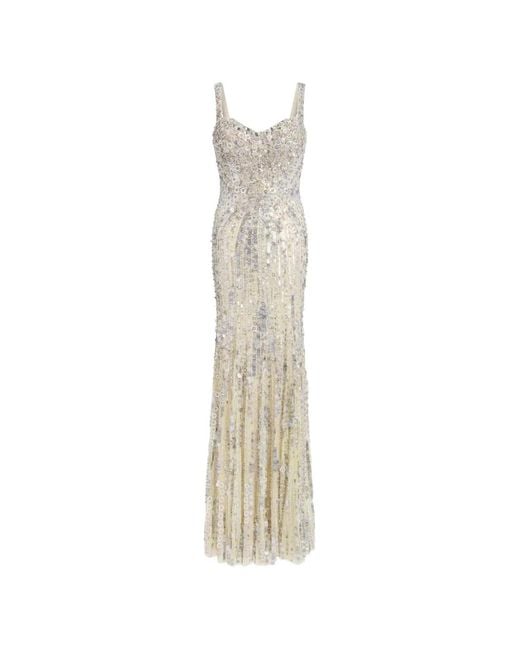 Jenny Packham White Long Ivory Da Vinci Dress With All-Over Embroidered Sequins
