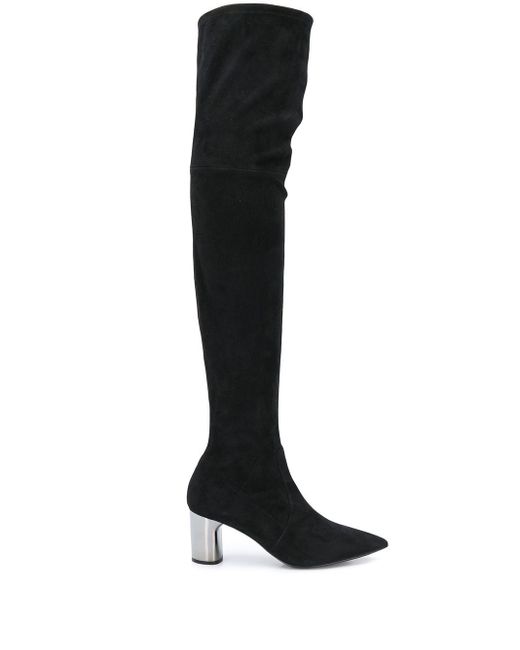 Botas por encima de la rodilla con tacón metalizado Casadei de Ante de  color Negro - Lyst