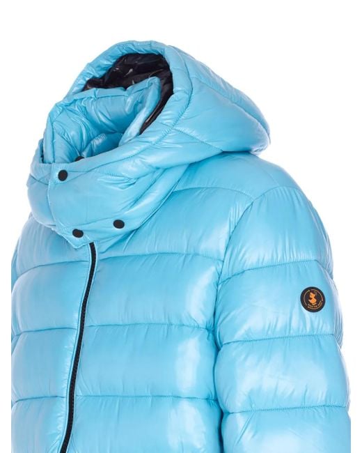 Save The Duck Blue Padded Hooded Jacket for men