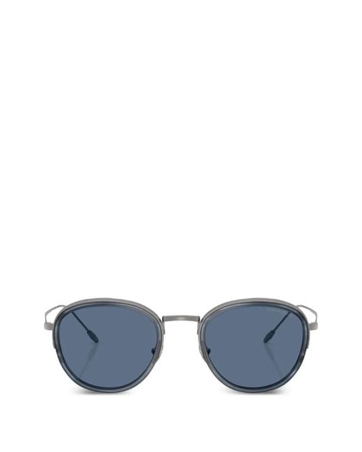 Giorgio Armani Blue Round-Frame Sunglasses for men