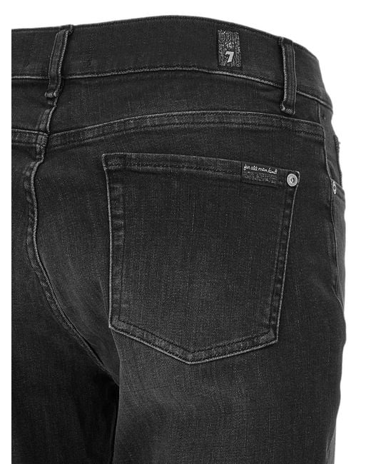 7 For All Mankind Black Relaxed Skinny Turned-Up Jeans