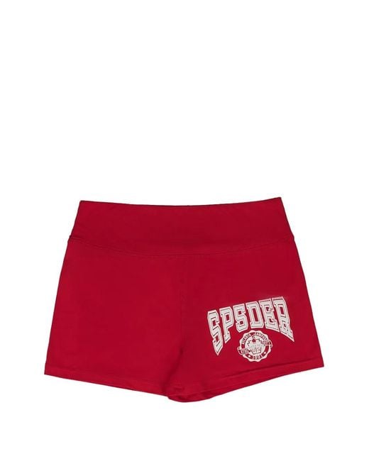 Sp5der Red Track And Field Bike Shorts