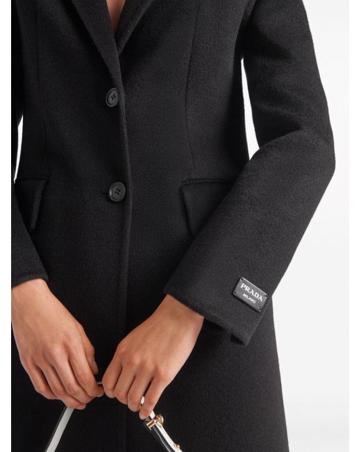 Prada Black Single-breasted Cashgora Coat