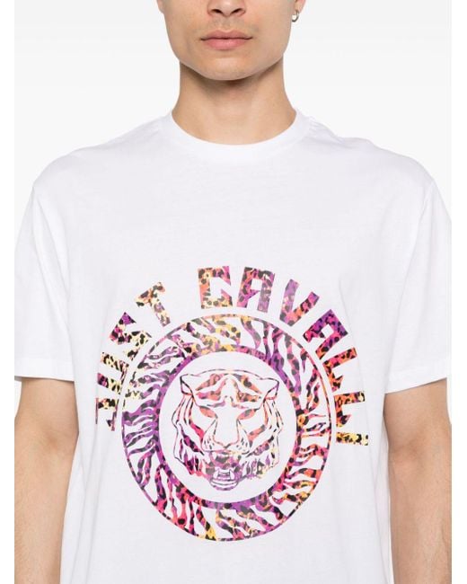 Just Cavalli White Logo-print Cotton T-shirt for men