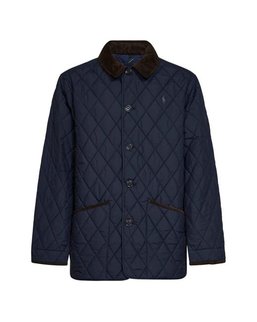 Polo Ralph Lauren Blue Diamond-Quilted Corduroy-Collar Jacket for men
