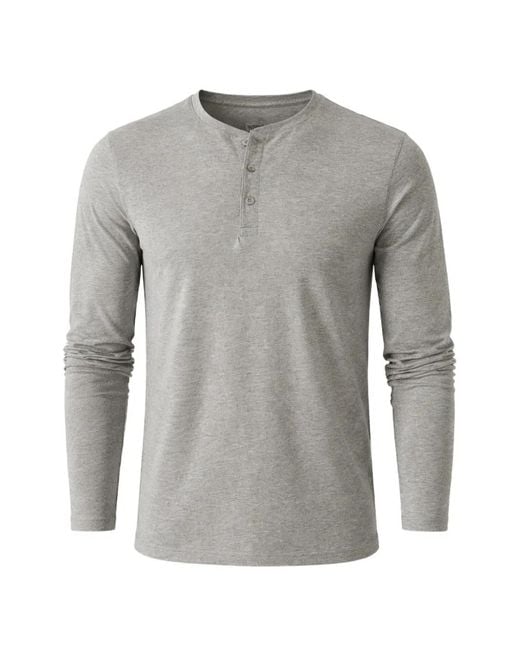 Patrick Assaraf Gray Button Henley T-Shirt for men