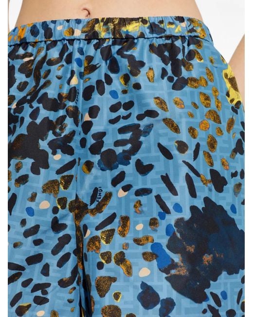 Fendi Blue Abstract-Print Shorts