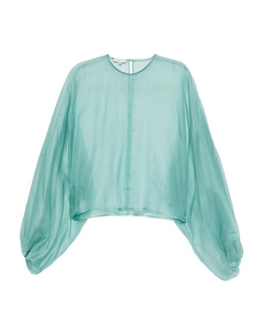 GIADA CURTI Blue Balloon-Sleeve Top