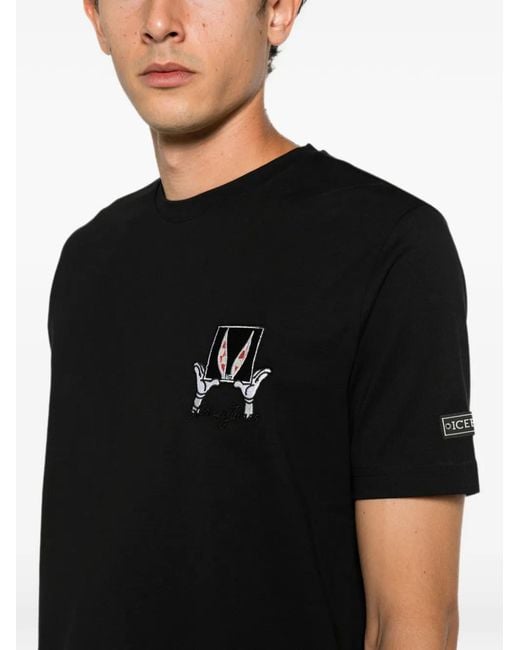 Iceberg Black Looney Tunes Embroidered T-Shirt for men