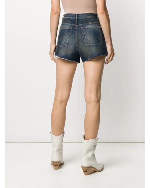 Saint Laurent Blue High-Waisted Denim Shorts