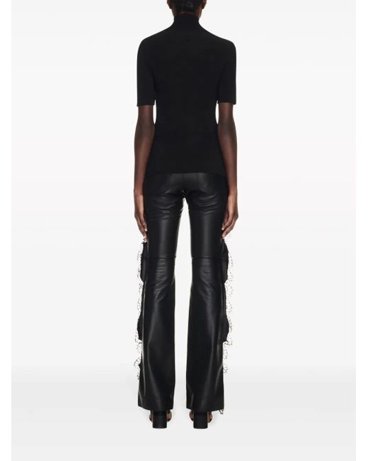 Off-White c/o Virgil Abloh Blue Lace-Trim Leather Trousers