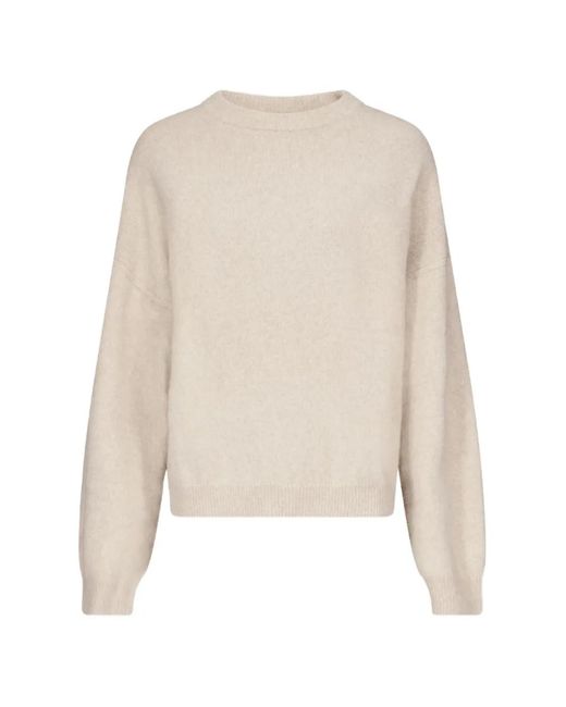 Loulou de Saison White Tristan Lds Ribbed-Trim Dropped-Shoulder Sweater