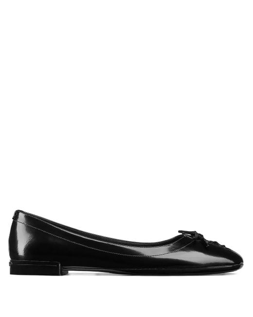 Jimmy Choo Black Scarlett Lace-Up Bow Ballerina Flats