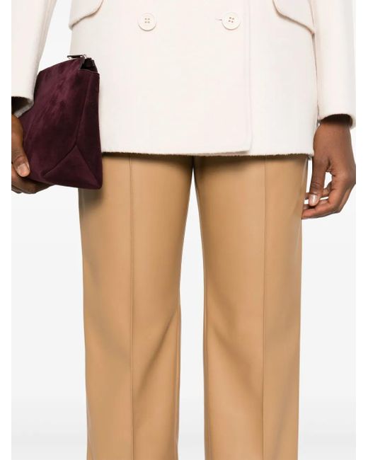 Twinset Natural Oval T-Plaque Faux-Leather Trousers