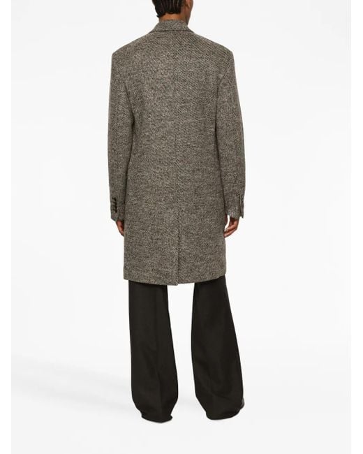 Dolce & Gabbana Gray Single-Breasted Melange Coat for men