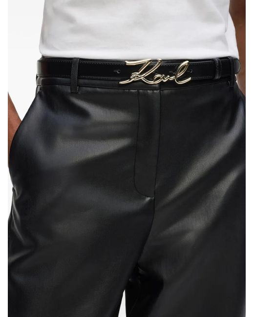 Karl Lagerfeld Black K/Signature Leather Belt