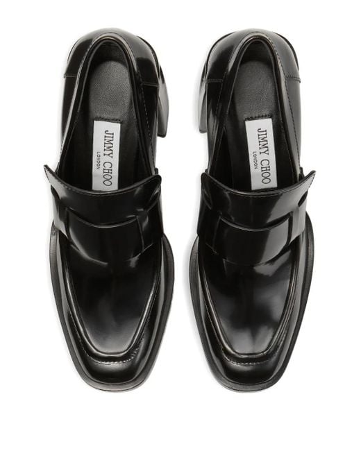 Jimmy Choo Black Tylor Loafer-Pumps mit Blockabsatz 85mm